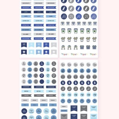 STICKERS PARA AGENDA - Mis días con Dios (azul y gris)